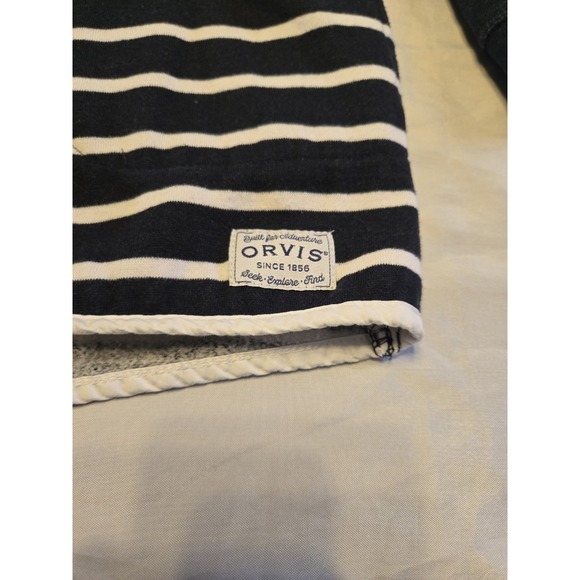 Orvis Striped Quarter Zip Pullover Fleece Shirt Womens XL Black White Striped - Picture 2 of 9